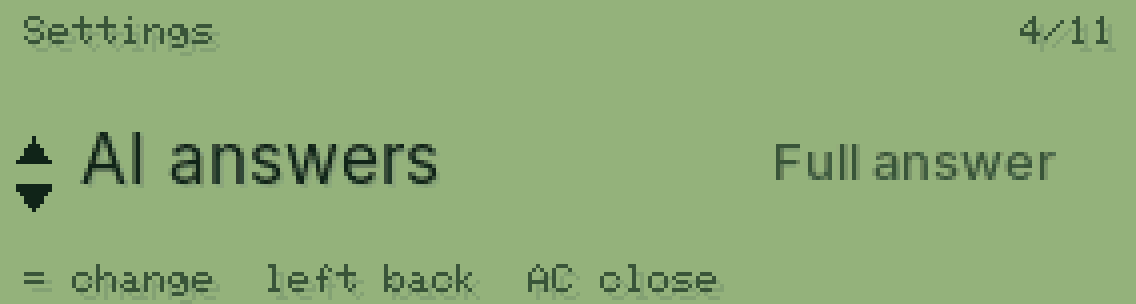 The calculator screen: Go down to AI answers
